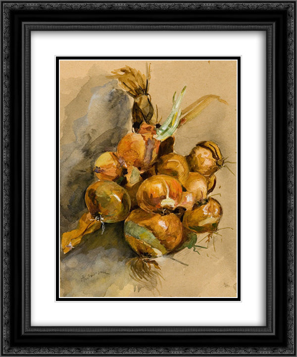 Onions 20x24 Black Ornate Wood Framed Art Print Poster with Double Matting by Andreescu, Ion