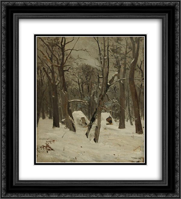 The Winter 20x22 Black Ornate Wood Framed Art Print Poster with Double Matting by Andreescu, Ion