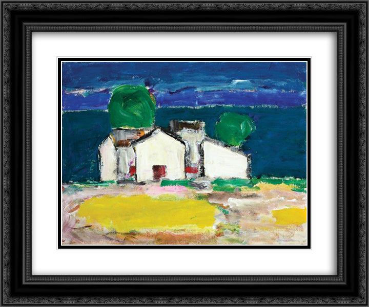 Case la mare 24x20 Black Ornate Wood Framed Art Print Poster with Double Matting by Pacea, Ion