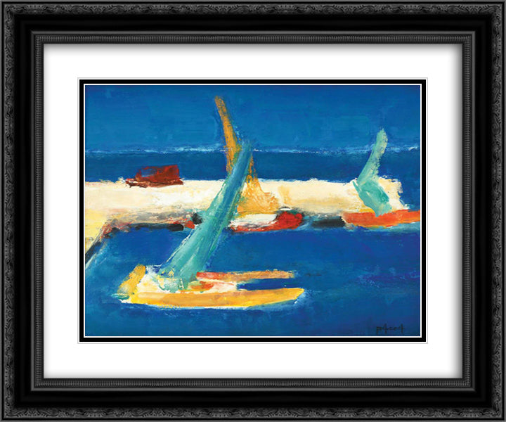 Marina 24x20 Black Ornate Wood Framed Art Print Poster with Double Matting by Pacea, Ion