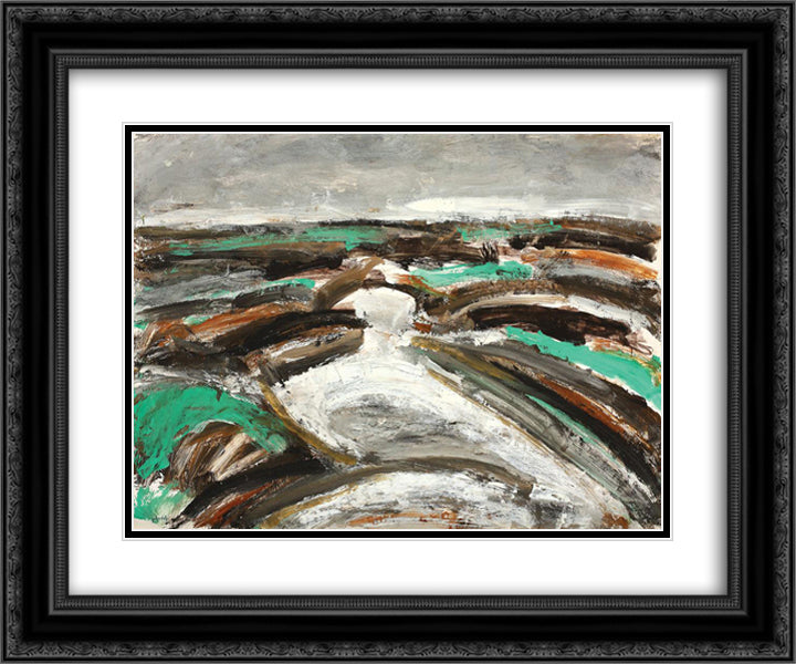Peisaj 24x20 Black Ornate Wood Framed Art Print Poster with Double Matting by Pacea, Ion