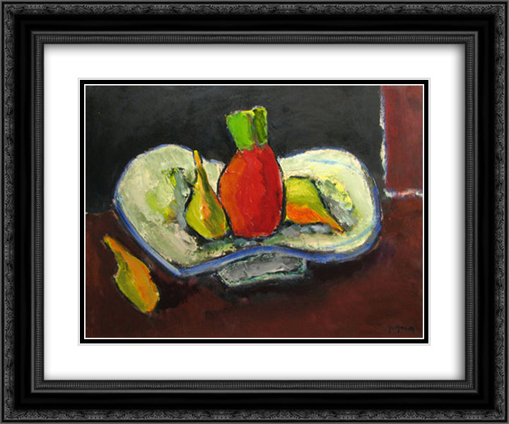 Still Life With Pineapple 24x20 Black Ornate Wood Framed Art Print Poster with Double Matting by Pacea, Ion