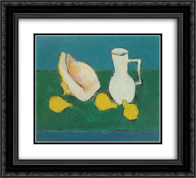 Still Life With Seashell and Fruit 22x20 Black Ornate Wood Framed Art Print Poster with Double Matting by Pacea, Ion