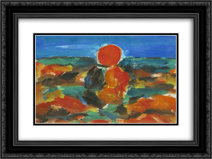 Sunset 24x18 Black Ornate Wood Framed Art Print Poster with Double Matting by Pacea, Ion