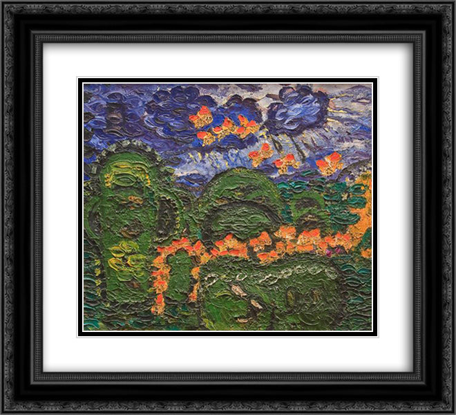 Butterfly Dance 22x20 Black Ornate Wood Framed Art Print Poster with Double Matting by Tuculescu, Ion