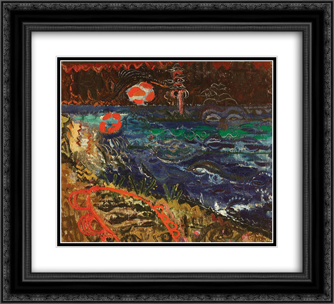 Charming Sea 22x20 Black Ornate Wood Framed Art Print Poster with Double Matting by Tuculescu, Ion