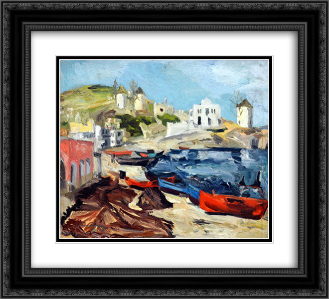 Landscape from Paros Island 22x20 Black Ornate Wood Framed Art Print Poster with Double Matting by Tuculescu, Ion