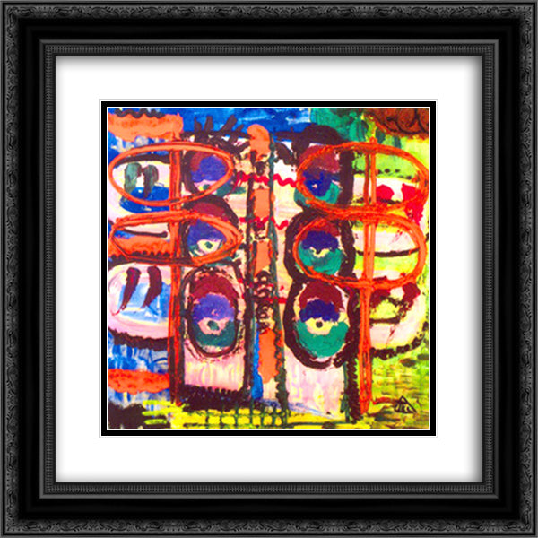 Make - Up Box (The Green Eyes) 20x20 Black Ornate Wood Framed Art Print Poster with Double Matting by Tuculescu, Ion