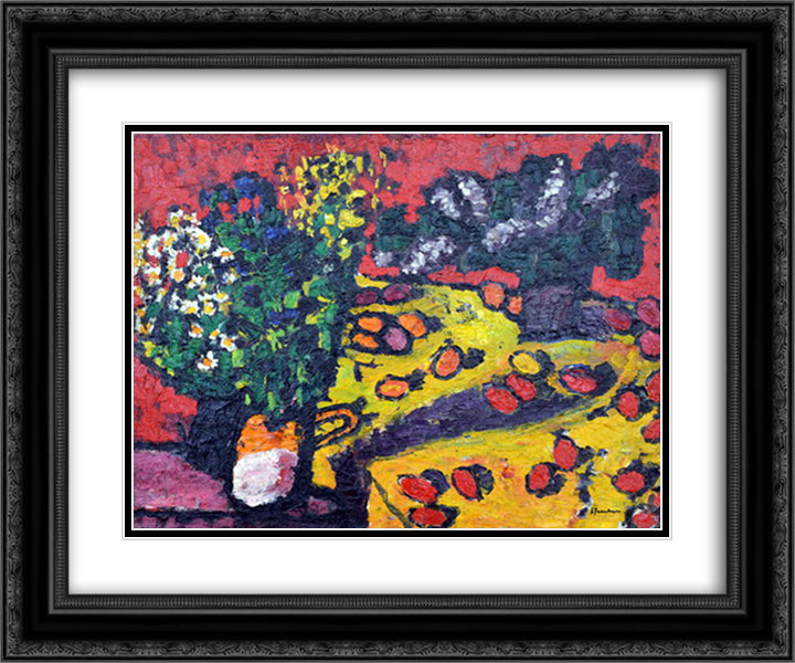 Red Eggs 24x20 Black Ornate Wood Framed Art Print Poster with Double Matting by Tuculescu, Ion