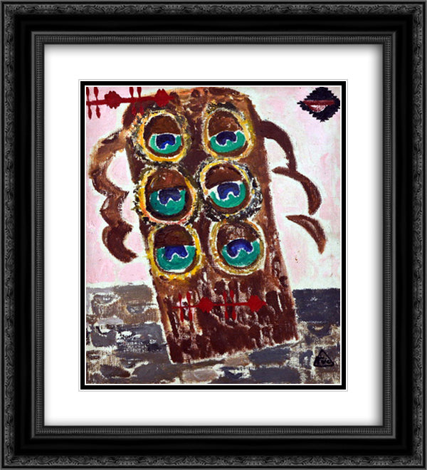 The Secret of the Peacocks 20x22 Black Ornate Wood Framed Art Print Poster with Double Matting by Tuculescu, Ion