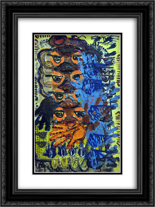 Traces 18x24 Black Ornate Wood Framed Art Print Poster with Double Matting by Tuculescu, Ion