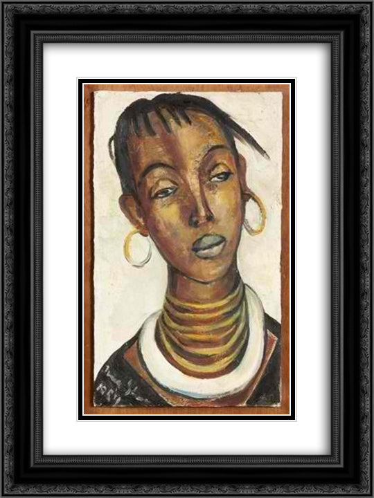 An African Woman 18x24 Black Ornate Wood Framed Art Print Poster with Double Matting by Stern, Irma
