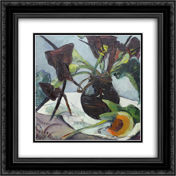 Black Lilies 20x20 Black Ornate Wood Framed Art Print Poster with Double Matting by Stern, Irma