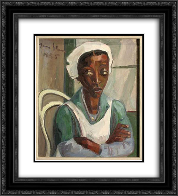 Maid in uniform 20x22 Black Ornate Wood Framed Art Print Poster with Double Matting by Stern, Irma