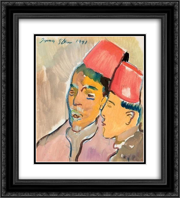 Men In Red Fezzes 20x22 Black Ornate Wood Framed Art Print Poster with Double Matting by Stern, Irma