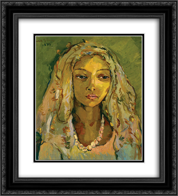 Portrait of a Young Malay Girl 20x22 Black Ornate Wood Framed Art Print Poster with Double Matting by Stern, Irma