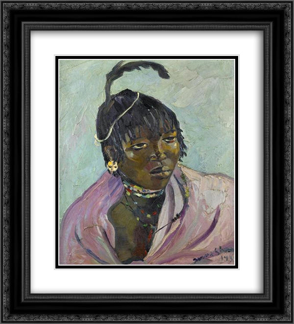 Portrait of a young Mpondo 20x22 Black Ornate Wood Framed Art Print Poster with Double Matting by Stern, Irma