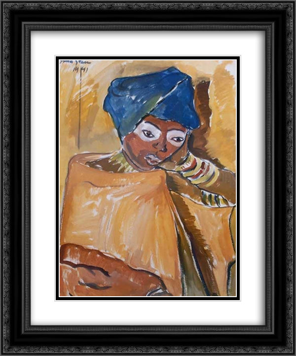 Zanzibar Lady 20x24 Black Ornate Wood Framed Art Print Poster with Double Matting by Stern, Irma