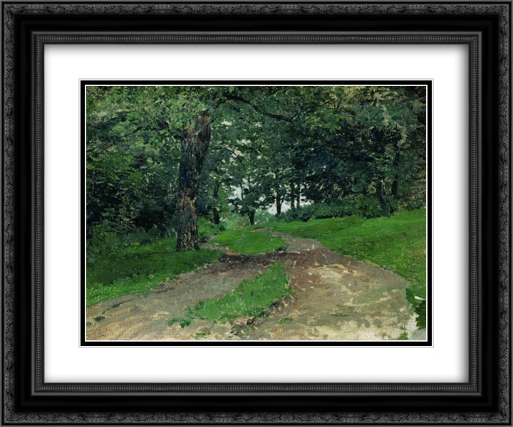 Forest 24x20 Black Ornate Wood Framed Art Print Poster with Double Matting by Levitan, Isaac