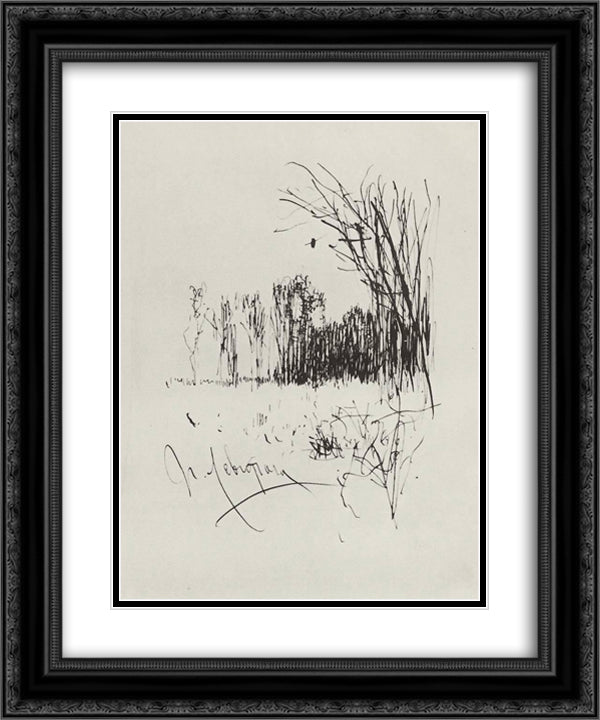 Forest edge 20x24 Black Ornate Wood Framed Art Print Poster with Double Matting by Levitan, Isaac