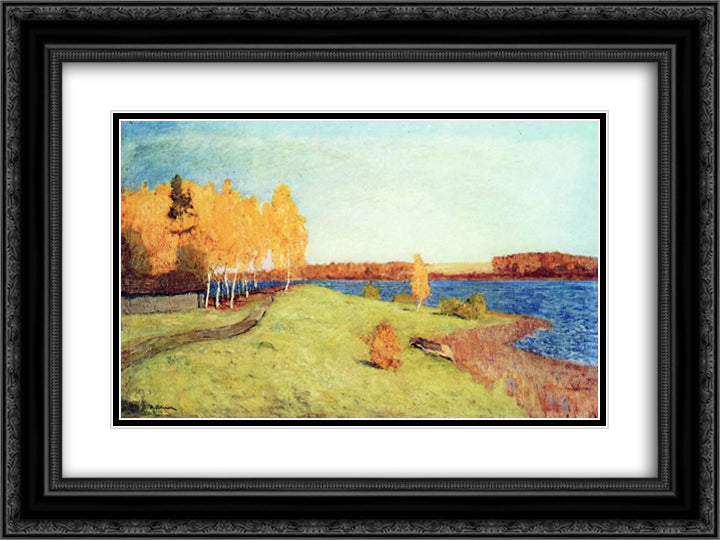 Golden autumn 24x18 Black Ornate Wood Framed Art Print Poster with Double Matting by Levitan, Isaac