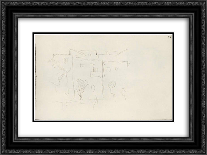 Italian houses with trees 24x18 Black Ornate Wood Framed Art Print Poster with Double Matting by Levitan, Isaac