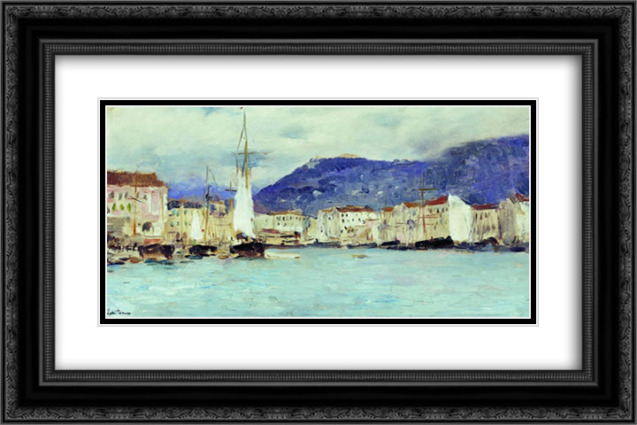 Italian landscape 24x16 Black Ornate Wood Framed Art Print Poster with Double Matting by Levitan, Isaac