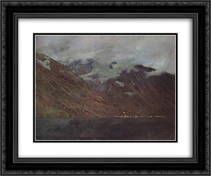 Lake Como 24x20 Black Ornate Wood Framed Art Print Poster with Double Matting by Levitan, Isaac