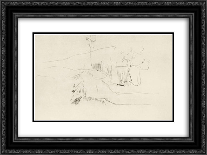 Landscape near Bordiguera 24x18 Black Ornate Wood Framed Art Print Poster with Double Matting by Levitan, Isaac