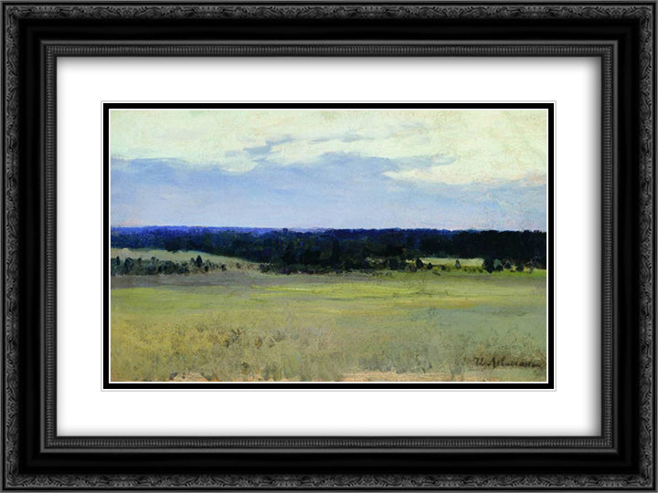 Noon 24x18 Black Ornate Wood Framed Art Print Poster with Double Matting by Levitan, Isaac