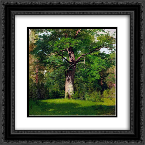 Oak 20x20 Black Ornate Wood Framed Art Print Poster with Double Matting by Levitan, Isaac