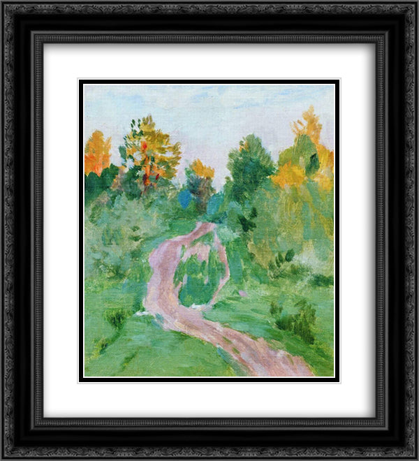 Path 20x22 Black Ornate Wood Framed Art Print Poster with Double Matting by Levitan, Isaac