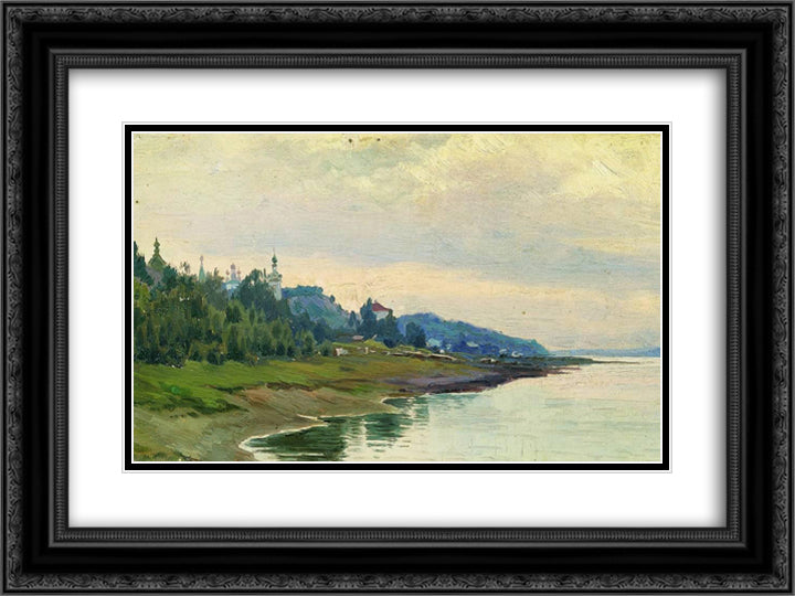 Plyos 24x18 Black Ornate Wood Framed Art Print Poster with Double Matting by Levitan, Isaac