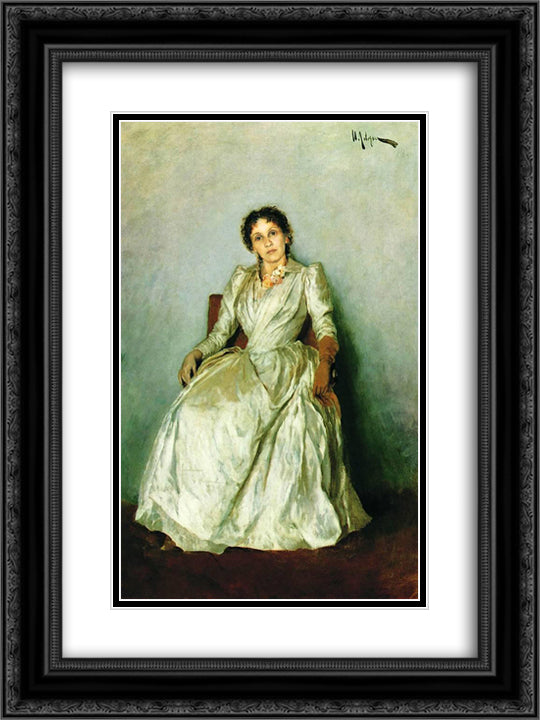 Portrait of Sofia Petrovna Kuvshinnikov 18x24 Black Ornate Wood Framed Art Print Poster with Double Matting by Levitan, Isaac