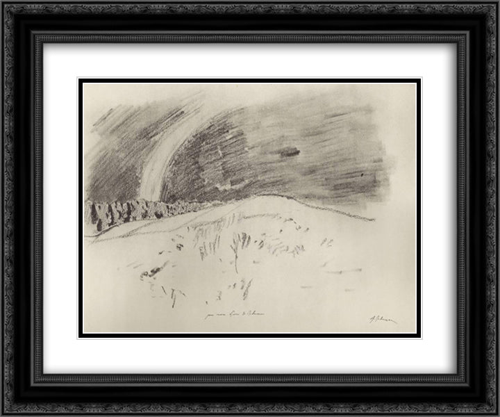 Rainbow 24x20 Black Ornate Wood Framed Art Print Poster with Double Matting by Levitan, Isaac