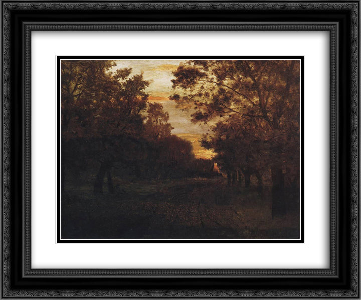 Road in a Wood 24x20 Black Ornate Wood Framed Art Print Poster with Double Matting by Levitan, Isaac