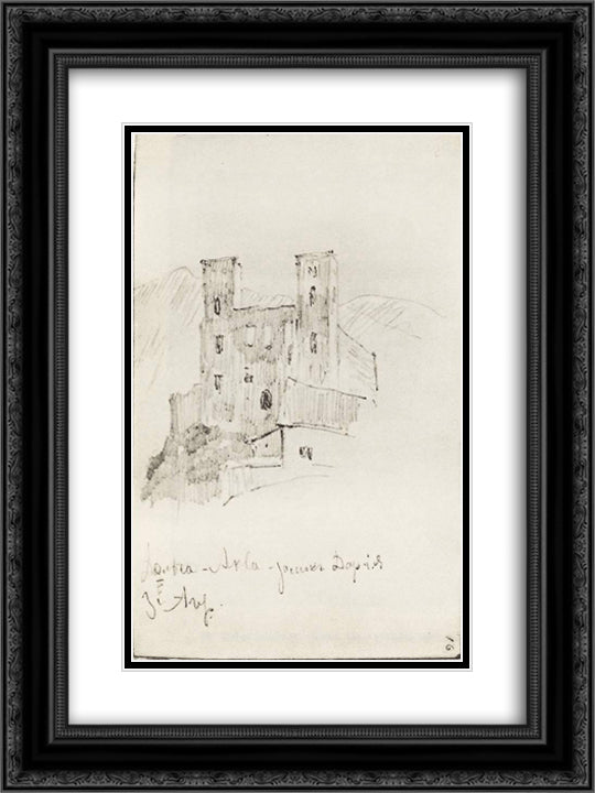 Ruins of castle Doria 18x24 Black Ornate Wood Framed Art Print Poster with Double Matting by Levitan, Isaac