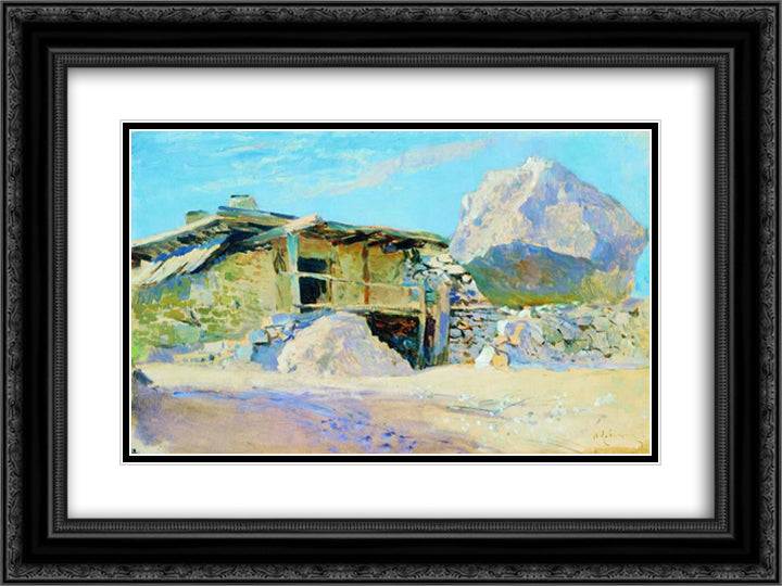 Saklia in Alupka. 24x18 Black Ornate Wood Framed Art Print Poster with Double Matting by Levitan, Isaac