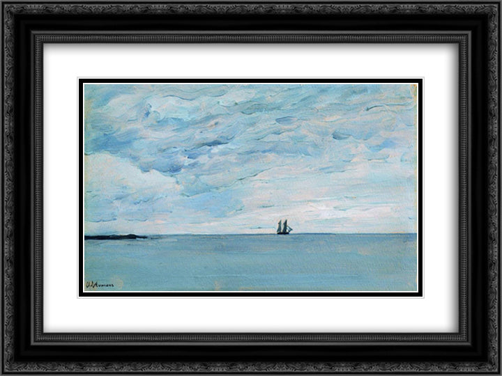 Sea by the coasts of Finland 24x18 Black Ornate Wood Framed Art Print Poster with Double Matting by Levitan, Isaac