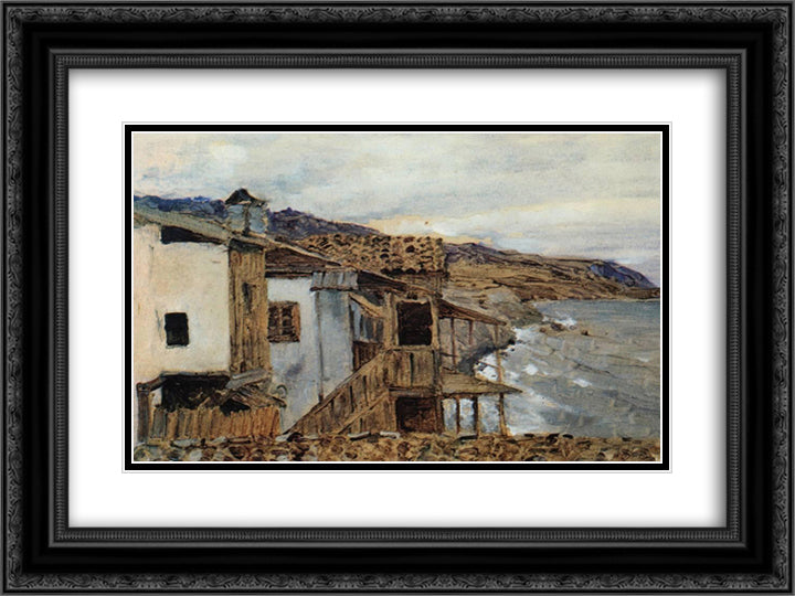 Seascape 24x18 Black Ornate Wood Framed Art Print Poster with Double Matting by Levitan, Isaac
