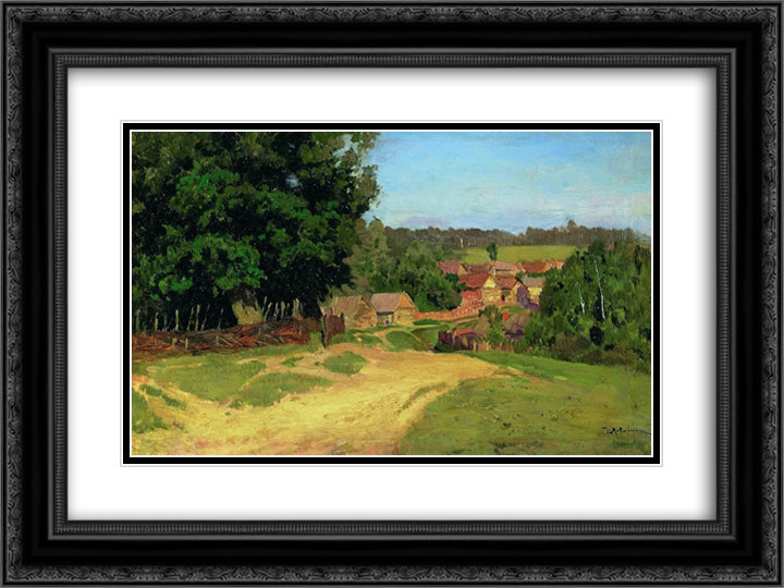 Small village 24x18 Black Ornate Wood Framed Art Print Poster with Double Matting by Levitan, Isaac