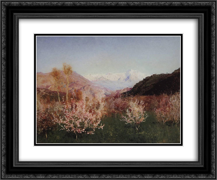 Springtime in Italy 24x20 Black Ornate Wood Framed Art Print Poster with Double Matting by Levitan, Isaac