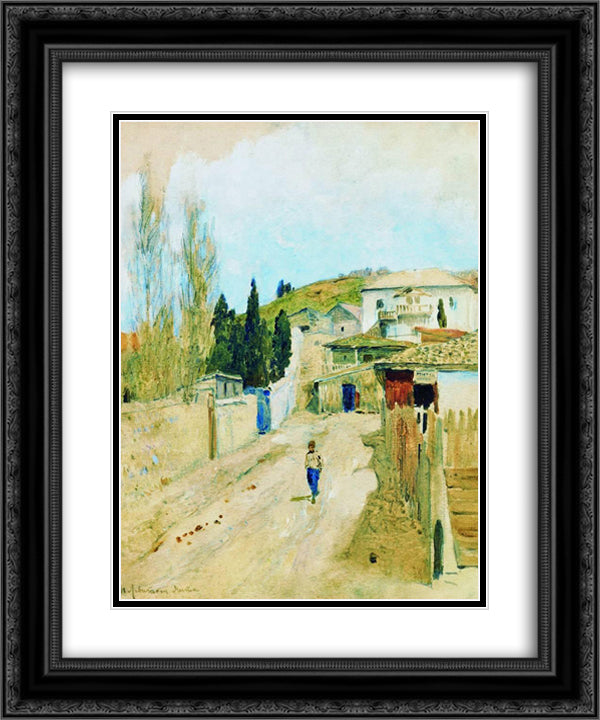 Street in Yalta 20x24 Black Ornate Wood Framed Art Print Poster with Double Matting by Levitan, Isaac