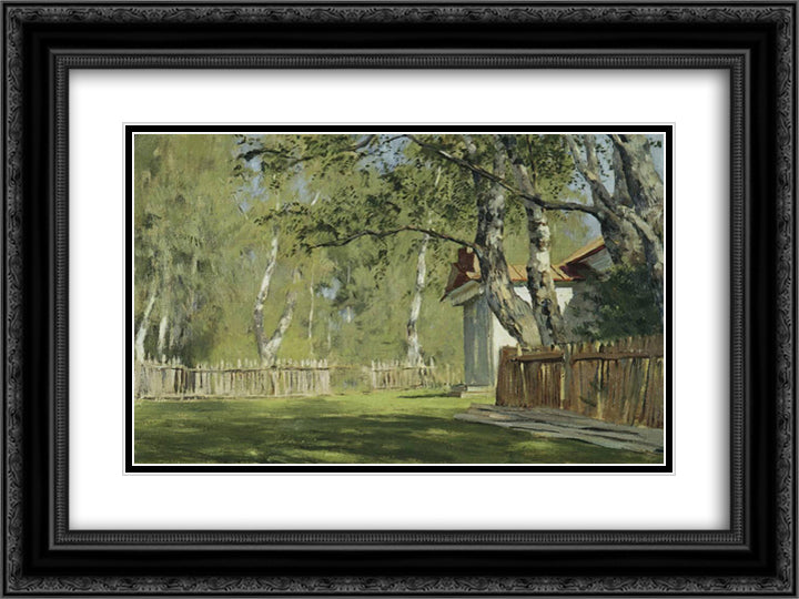 Sunny day 24x18 Black Ornate Wood Framed Art Print Poster with Double Matting by Levitan, Isaac