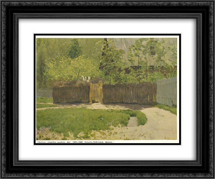 The First Green. May. 24x20 Black Ornate Wood Framed Art Print Poster with Double Matting by Levitan, Isaac