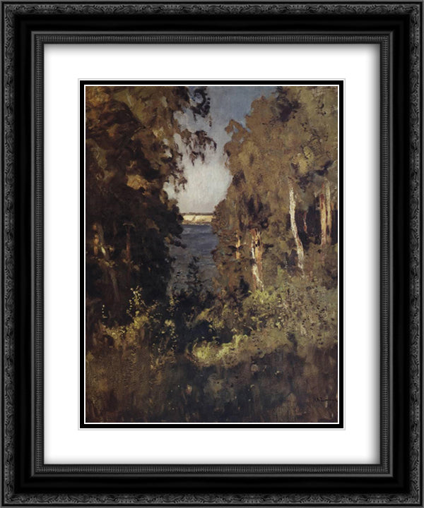 The Gully 20x24 Black Ornate Wood Framed Art Print Poster with Double Matting by Levitan, Isaac