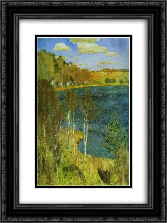 The Lake 18x24 Black Ornate Wood Framed Art Print Poster with Double Matting by Levitan, Isaac