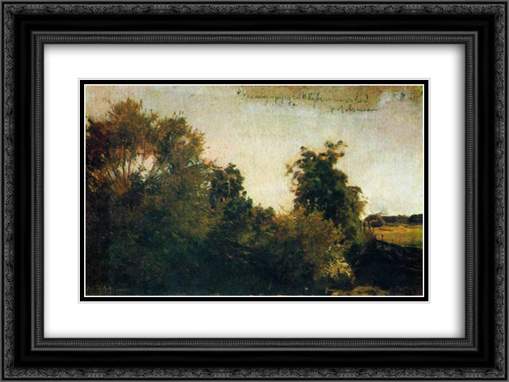 Trees and bushes 24x18 Black Ornate Wood Framed Art Print Poster with Double Matting by Levitan, Isaac