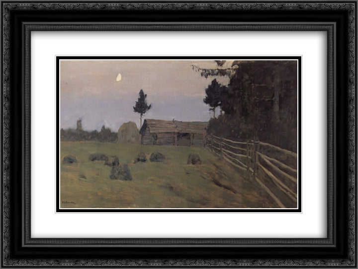Twilight 24x18 Black Ornate Wood Framed Art Print Poster with Double Matting by Levitan, Isaac