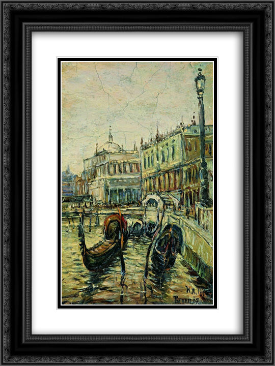 Venice 18x24 Black Ornate Wood Framed Art Print Poster with Double Matting by Levitan, Isaac